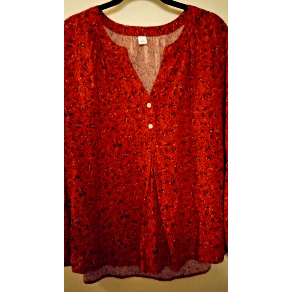 Old Navy Size XL Tunic Top, Red w/ Abstract Design, Brand New No Tags